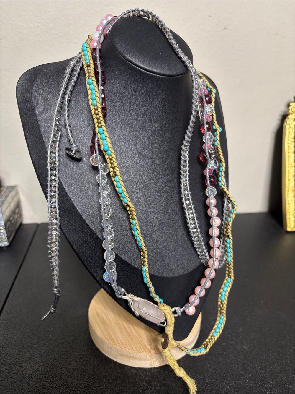 Bundle Boho Wrap Pink, Turquoise & Gold Beaded Wrap Bracelet Bundle Stone Pearl